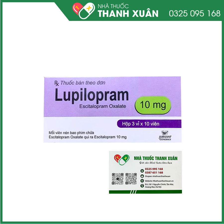 Lupilopram 10mg điều trị trầm cảm trầm trọng, rối loạn lo âu, rồi loạn ám ảnh cưỡng chế
